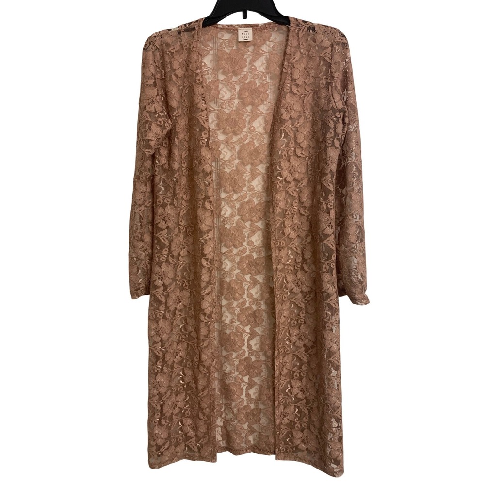 Must Have Sheer Floral Lace Duster Cardigan Mauve Open Front‎